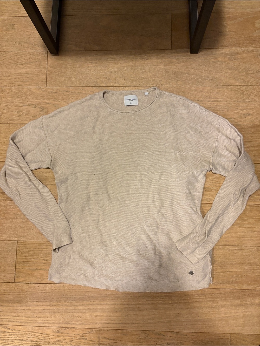 Only & Sons Men's Lightweight Crewneck Long-Sleeve Shirt - Beige
